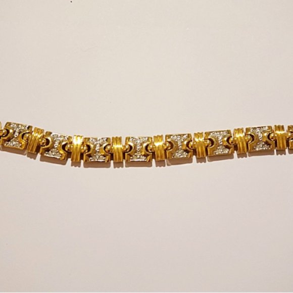 AFJ Gold Link Pave Rhinestone Tennis Bracelet - Picture 7 of 11